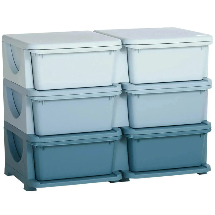 Kids Storage Unit with Six Drawers in Blue - Little and Giant Explorers HOMCOM