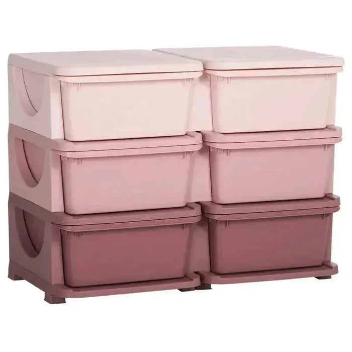 Kids Storage Unit with Six Drawers in Pink - Little and Giant Explorers HOMCOM