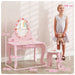 Kids Strawberry Theme Vanity Table with Stool and Mirror - Little and Giant Explorers AIYAPLAY