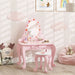 Kids Strawberry Theme Vanity Table with Stool and Mirror - Little and Giant Explorers AIYAPLAY