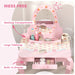 Kids Strawberry Theme Vanity Table with Stool and Mirror - Little and Giant Explorers AIYAPLAY