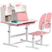Kids Study Desk and Chair Set – Pink and White | Height Adjustable - Tiltable Tabletop 0–45° AIYAPLAY - Little and Giant Explorers AIYAPLAY