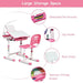 Kids Study Desk and Chair Set - Pink | Adjustable Height, Lamp and Storage COSTWAY - Little and Giant Explorers Costway