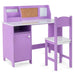 Kids Study Desk and Chair Set – Purple and White | Wooden Desk with Bulletin Board COSTWAY - Little and Giant Explorers