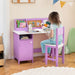 Kids Study Desk and Chair Set – Purple and White | Wooden Desk with Bulletin Board COSTWAY - Little and Giant Explorers