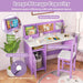 Kids Study Desk and Chair Set – Purple and White | Wooden Desk with Bulletin Board COSTWAY - Little and Giant Explorers