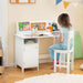 Kids Study Desk and Chair Set - White | Cabinet, Bulletin Board and Storage COSTWAY - Little and Giant Explorers Costway