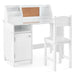 Kids Study Desk and Chair Set - White | Cabinet, Bulletin Board and Storage COSTWAY - Little and Giant Explorers Costway