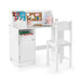 Kids Study Desk and Chair Set - White | Cabinet, Bulletin Board and Storage COSTWAY - Little and Giant Explorers Costway