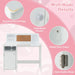 Kids Study Desk and Chair Set - White | Cabinet, Bulletin Board and Storage COSTWAY - Little and Giant Explorers Costway