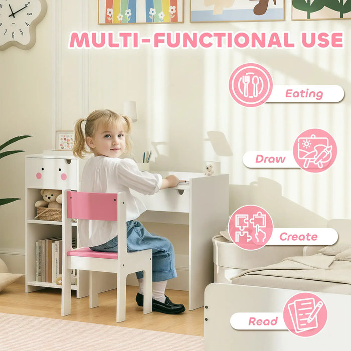 Rabbit-Themed Kids Desk and Chair Set with Bookcase - Little and Giant Explorers AIYAPLAY