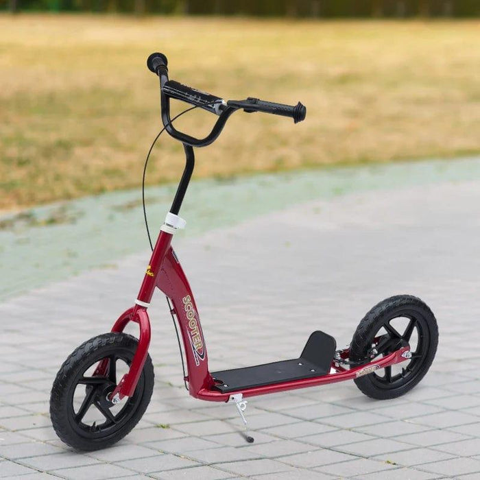 Stunt Scooter with 12'' EVA Tyres, Foot Brace and Rear Brake in Red - Little and Giant Explorers HOMCOM