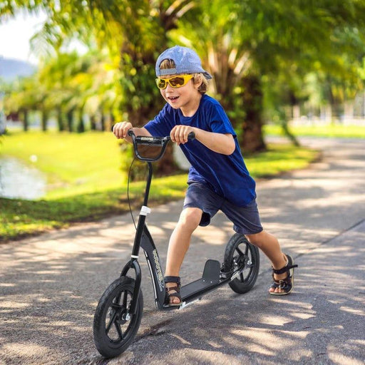 Stunt Scooter with 12'' EVA Tyres, Foot Brace and Rear Brake in Black - Little and Giant Explorers HOMCOM