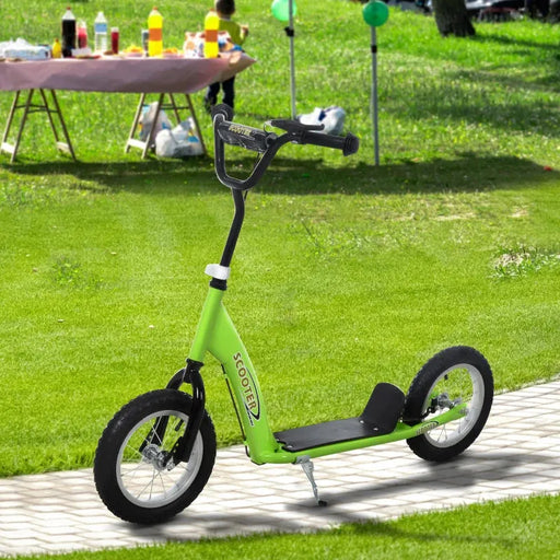 Kids Stunt Scooter with Dual Brakes in Green - Little and Giant Explorers HOMCOM