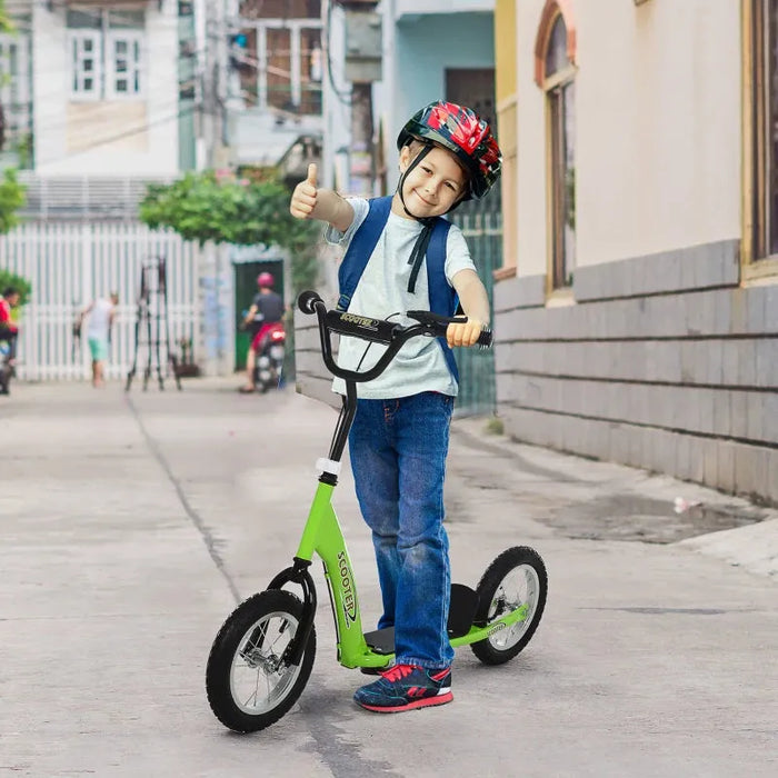 Kids Stunt Scooter with Dual Brakes in Green - Little and Giant Explorers HOMCOM