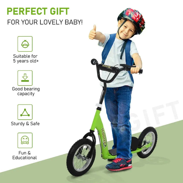 Kids Stunt Scooter with Dual Brakes in Green - Little and Giant Explorers HOMCOM