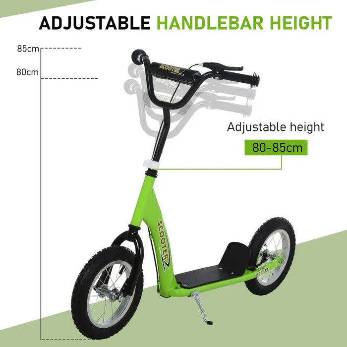 Kids Stunt Scooter with Dual Brakes in Green - Little and Giant Explorers HOMCOM