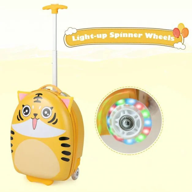 Kids Suitcase with 2 Flashing Wheels and Telescoping Handle - Little and Giant Explorers Costway