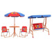 Kids swing chair and garden table set with cowboy design, adjustable canopy, and two chairs