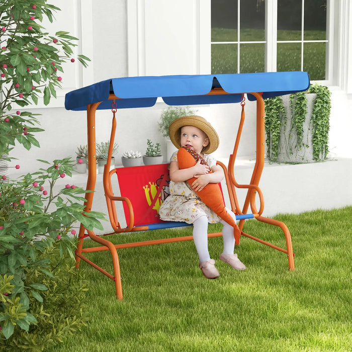 Kids Swing Chair | Cowboy Design with Adjustable Canopy - Little and Giant Explorers Outsunny