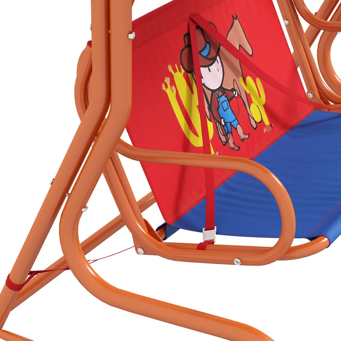 Kids Swing Chair | Cowboy Design with Adjustable Canopy - Little and Giant Explorers Outsunny
