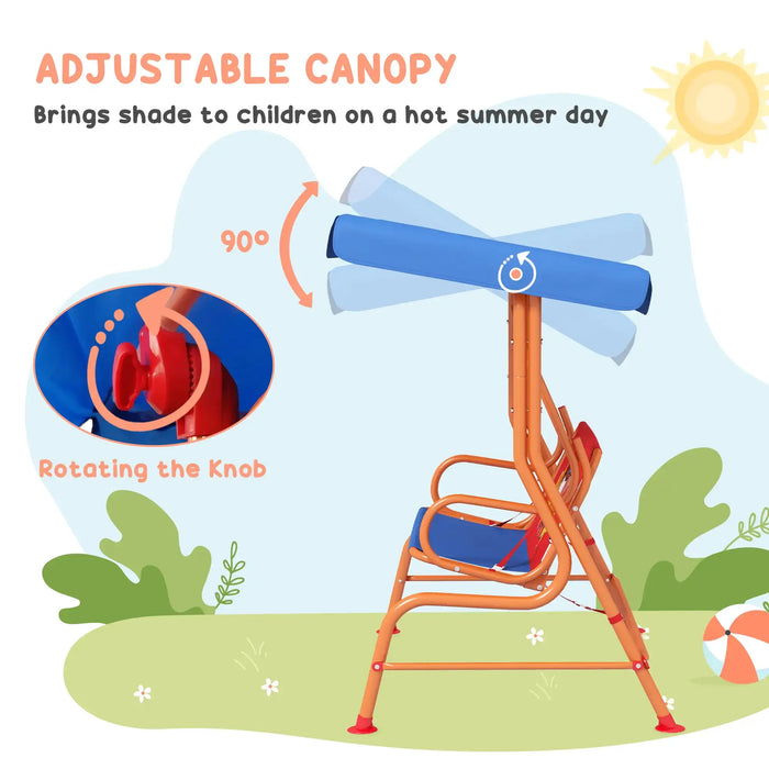 Kids Swing Chair | Cowboy Design with Adjustable Canopy - Little and Giant Explorers Outsunny