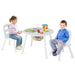 Kids Table and 2 Chairs Set - White | Storage Bag – Round Wooden Design COSTWAY - Little and Giant Explorers Costway