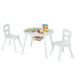Kids Table and 2 Chairs Set - White | Storage Bag – Round Wooden Design COSTWAY - Little and Giant Explorers Costway