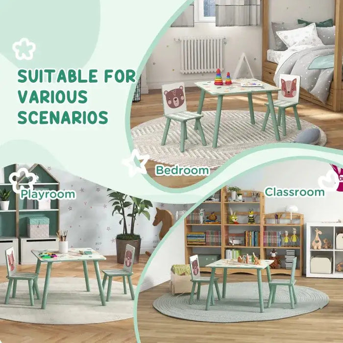 Kids Wildlife Table and Chairs in Green - Little and Giant Explorers ZONEKIZ