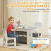 Kids Table and Chair Set – Grey and White | Three-Piece Set with Storage Drawers AIYAPLAY - Little and Giant Explorers AIYAPLAY
