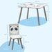 Kids Table and Chair Set Grey Animal Theme | Three-Piece Learning and Play Station - Little and Giant Explorers ZONEKIZ