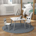 Kids Table and Chair Set Grey Animal Theme | Three-Piece Learning and Play Station - Little and Giant Explorers ZONEKIZ