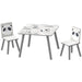 Kids Table and Chair Set Grey Animal Theme | Three-Piece Learning and Play Station - Little and Giant Explorers ZONEKIZ
