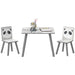 Kids Table and Chair Set Grey Animal Theme | Three-Piece Learning and Play Station - Little and Giant Explorers ZONEKIZ