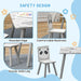 Kids Table and Chair Set Grey Animal Theme | Three-Piece Learning and Play Station - Little and Giant Explorers ZONEKIZ