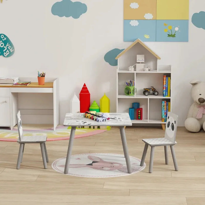 Kids Table and Chair Set in Panda Grey - Little and Giant Explorers ZONEKIZ