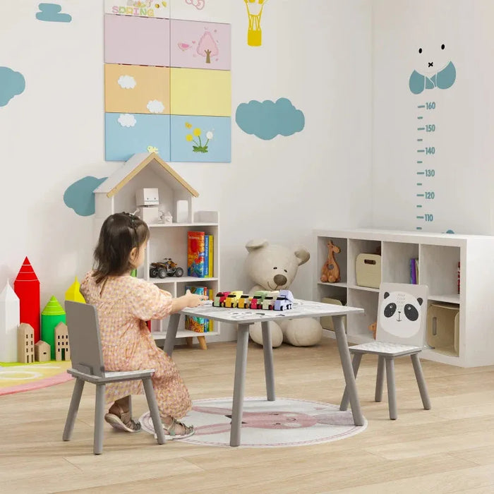 Kids Table and Chair Set in Panda Grey - Little and Giant Explorers ZONEKIZ