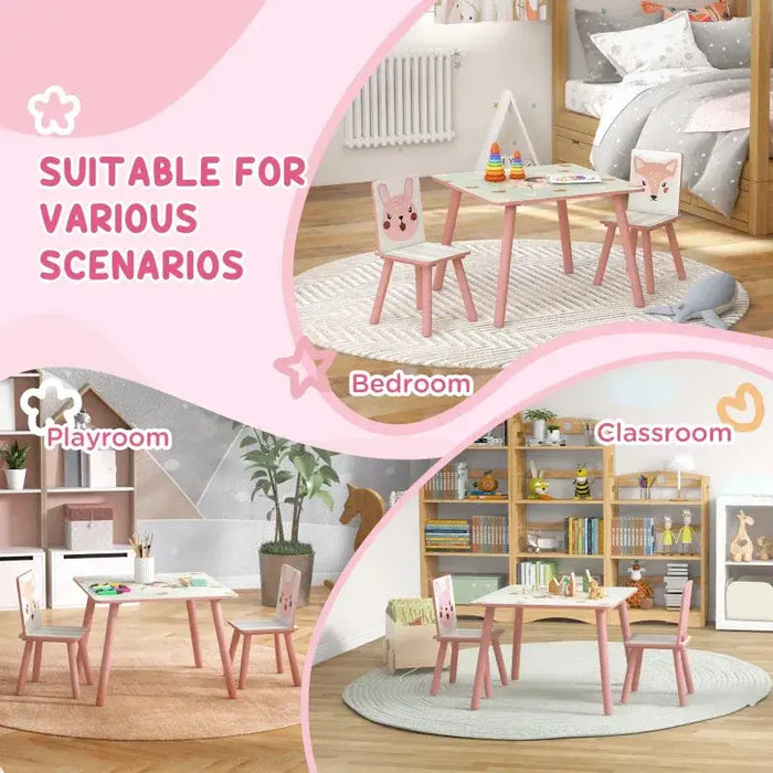 Kids Wildlife Table and Chairs in Pink - Little and Giant Explorers ZONEKIZ