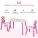 Pink kids table and chair set with princess crown backs, perfect for toddlers aged 2-4.