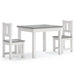 Kids table and chair set in white and grey, wooden 3-piece furniture for children