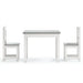 Kids white and grey wooden table and chair set, three-piece children's furniture