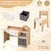 Kids Table and Chair Set | House-Shaped Desk with Multiple Storage - Little and Giant Explorers Costway