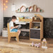 Kids Table and Chair Set | House-Shaped Desk with Multiple Storage - Little and Giant Explorers Costway