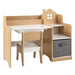 Kids Table and Chair Set | House-Shaped Desk with Multiple Storage - Little and Giant Explorers Costway