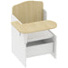 Children's desk with wooden top and white base on a white background