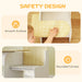 Safety design features of a children's desk with smooth surface and rounded corners.