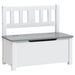 White and grey kids storage bench with slatted backrest, modern children's furniture