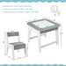 Kids Table and Chairs Set – Grey and Natural | Double-Sided Activity Table COSTWAY - Little and Giant Explorers Costway