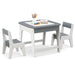 Kids Table and Chairs Set – Grey and Natural | Double-Sided Activity Table COSTWAY - Little and Giant Explorers Costway