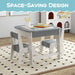 Kids Table and Chairs Set – Grey and Natural | Double-Sided Activity Table COSTWAY - Little and Giant Explorers Costway